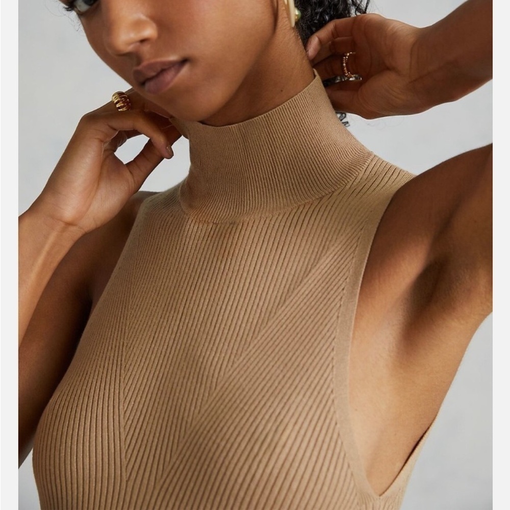 Anthropologie Mock Neck Midi Ribbed Dress - Picture 2 of 11